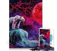 Puzzle da 1000 pezzi con orso polare sotto la luna di sangue, per adulti, gioco intelligente, passatempo domestico, bordi lisci, oggetto da collezione (38x26cm)