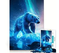 Puzzle da 1000 pezzi con orso polare sotto l'aurora boreale, ideale per adulti Gioco di logica e abilità, con taglio preciso e design elegante (38x52cm)