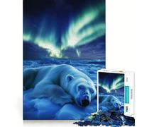 Puzzle da 1000 pezzi con orso polare sotto l'aurora boreale, ideale per ragazzi, gioco di logica e antistress, taglio preciso, regalo memorabile (38x26cm)