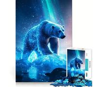 Puzzle da 1000 pezzi con orso polare sotto l'aurora boreale, ideale per ragazzi Gioco di logica e logica, semplice e divertente, con bordi lisci ed elegante (50x75cm)