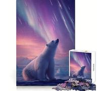 Puzzle da 1000 pezzi con orso polare sotto l'aurora boreale, ideale per ragazzi, stimola l'intelletto e permette di trascorrere del tempo in famiglia qualità (50x75cm)