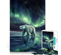 Puzzle da 1000 pezzi con orso polare sotto l'aurora boreale per adulti, gioco di abilità mentale, relax, design, assemblaggio, pezzo da collezione (38x26cm)