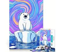 Puzzle da 1000 pezzi con orso polare su iceberg per adulti, ideale per migliorare la memoria e alleviare l'ansia, con bordi netti, perfetto come decorazione da parete (38x26cm)