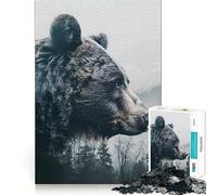 Puzzle da 1000 pezzi con orso,sentinella della foresta e incastri precisi Gioco cognitivo, momenti di relax e divertimento Scena natalizia (50x75cm)