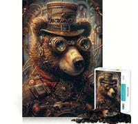 Puzzle da 1000 pezzi con orso steampunk,gioco creativo per sviluppare le capacità di costruzione,incastro perfetto,nessun pezzo si stacca,attività per rafforzare i legami familiari (50x75cm)