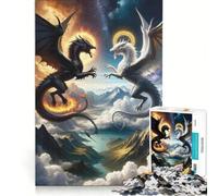 Puzzle da 1000 pezzi con paesaggi fantasy raffiguranti draghi, gioco interattivo per allenare mente e mani, con pezzi a incastro di forma casuale 38x26cm