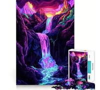 Puzzle da 1000 pezzi con paesaggio a cascata al neon per adulti, gioco rompicapo divertente da fare insieme, taglio perfetto, regalo per le vacanze (38x26cm)