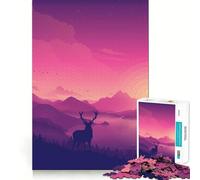 Puzzle da 1000 pezzi con paesaggio al tramonto e cervi per adolescenti, gioco che stimola la logica e favorisce il gioco rilassante, con bordi di alta qualità e oggetto da collezione 50x75cm