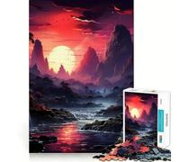 Puzzle da 1000 pezzi con paesaggio al tramonto mistico per adulti, esercizio mentale, relax, design, assemblaggio, (50x75cm)