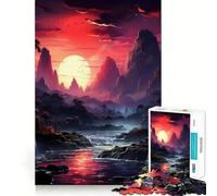 Puzzle da 1000 pezzi con paesaggio al tramonto mistico per ragazzi, gioco di logica stimolante, divertimento condiviso, bordi trasparenti, regalo perfetto (38x52cm)