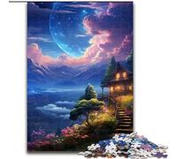 Puzzle da 1000 pezzi con paesaggio alieno colorato in legno, idea regalo unica per la casa fai da te 50x75cm per adolescenti e famiglie, decorazione fai da te perfetta e sfida rompicapo