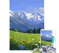 Puzzle da 1000 pezzi con paesaggio alpino e prato difficile e stimolante con elementi di analisi e logica gioco educativo adatto a persone dai 14 anni in su 50x75cm