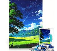 Puzzle da 1000 pezzi con paesaggio anime e stella cadente, giocattolo fai-da-te, rilassante e stimolante per la mente, compleanno e Natale 50x75cm