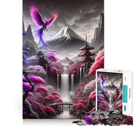 Puzzle da 1000 pezzi con paesaggio asiatico giapponese rosso per adulti e ragazzi, gioco di abilità rilassante e divertente, con bordi precisi, regalo per le festività (38x26cm)