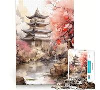 Puzzle da 1000 pezzi con paesaggio asiatico vintage per ragazzi,stimolante per la mente,con incastri precisi e senza spazi vuoti,ideale per attività di gruppo rilassanti in casa (38x52cm)