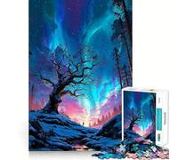 Puzzle da 1000 pezzi con paesaggio aurora boreale in stile anime per ragazzi,stimolante per la mente,ad incastro perfetto,senza spazi vuoti,ideale per attività di gruppo rilassanti in casa (50x75cm)