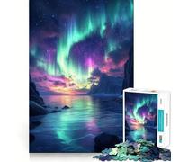 Puzzle da 1000 pezzi con paesaggio aurora boreale,taglio senza soluzione di continuità,gioco creativo,giocattolo,gioco casual,Natale,svago,arte (50x75cm)