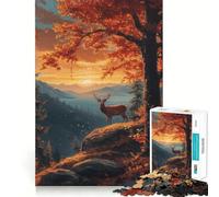 Puzzle da 1000 pezzi con paesaggio autunnale a tema cervi,bordi sottili,puzzle logico,gioco di logica,svago,divertimento,regalo di compleanno (50x75cm)