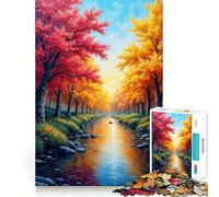 Puzzle da 1000 pezzi con paesaggio autunnale con fiume e dipinto ad olio Gioco di assemblaggio,stimolante per la mente,rilassante e divertente,ideale come regalo di compleanno (50x75cm)