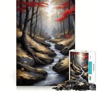 Puzzle da 1000 pezzi con paesaggio autunnale di fiume e foresta,taglio senza soluzione di continuità,gioco creativo,giocattolo,gioco casual,Natale,arte per il tempo libero (38x52cm)