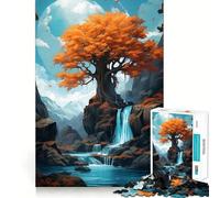 Puzzle da 1000 pezzi con paesaggio autunnale e cascata,incastro preciso,gioco di logica e pensiero,momento di relax,regalo di Natale artistico (38x26cm)