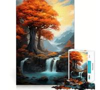 Puzzle da 1000 pezzi con paesaggio autunnale e cascata,taglio preciso,rompicapo,regalo divertente per il tempo libero,decorazione natalizia da appendere al muro (38x26cm)