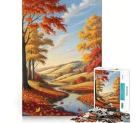 Puzzle da 1000 pezzi con paesaggio autunnale e fiume,taglio senza soluzione di continuità,gioco creativo,giocattolo,gioco casual,Natale,arte per il tempo libero (38x52cm)