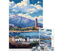 Puzzle da 1000 pezzi con paesaggio Cerro Torre gioco educativo decorazione perfetta per la parete con poster abbinato e foglio di curiosità (50x75cm)