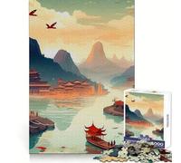 Puzzle da 1000 pezzi con paesaggio cinese vintage per ragazzi, ideale per lo sviluppo del ragionamento, un'attività rilassante e piacevole Bordi di alta qualità Un regalo perfetto (38x52cm)