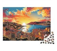 Puzzle da 1000 pezzi con paesaggio costiero al tramonto, lago, montagna e città. Gioco educativo per adulti, decorazione per la casa, Dimensioni: 38x26 cm. Regalo perfetto.