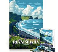 Puzzle da 1000 pezzi con paesaggio costiero di Reynisfjara Islanda per ragazzi ideale per stimolare la creatività rilassare e creare un'atmosfera magica perfetto come regalo per le festività (50x75cm)