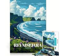 Puzzle da 1000 pezzi con paesaggio costiero di Reynisfjara Islanda per ragazzi ideale per stimolare la creatività rilassare e creare un'atmosfera magica perfetto come regalo per le festività (50x75cm)