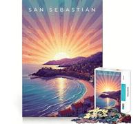 Puzzle da 1000 pezzi con paesaggio costiero di San Sebastián al tramonto, ideale per ragazzi, gioco di logica e abilità, rilassante e divertente, con tagli precisi, regalo perfetto (38x52cm)