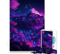 Puzzle da 1000 pezzi con paesaggio cyberpunk al neon per adolescenti, ideale per rafforzare la memoria, perfetto per il tempo libero a casa, con bordi netti e un regalo prezioso (38x26cm)