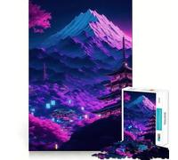 Puzzle da 1000 pezzi con paesaggio cyberpunk al neon per adulti, gioco di concentrazione e divertimento, con bordi netti, ideale come regalo di Babbo Natale (38x26cm)
