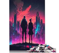 Puzzle da 1000 pezzi con paesaggio cyberpunk, coppia, puzzle colorati, regali per uomini e bambini dai 12 anni in su, 1000 pezzi (75x50 cm)