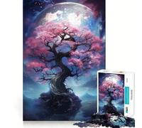 Puzzle da 1000 pezzi con paesaggio da sogno e albero di ciliegio in fiore ideale per adolescenti per stimolare la memoria e creare un'atmosfera serena Taglio di alta qualità come regalo di compleanno