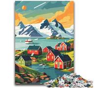 Puzzle da 1000 pezzi con paesaggio del villaggio della Groenlandia, aiuta il cervello a esercitare i giocattoli avvincenti per coltivare la pazienza, adatti alle coppie (dimensioni 50x70cm)