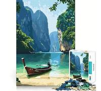 Puzzle da 1000 pezzi con paesaggio della baia della Thailandia per ragazzi, gioco di logica, passatempo per la casa, taglio preciso, regalo per le festività 38x52cm