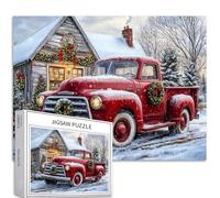 Puzzle da 1000 pezzi con paesaggio della fattoria natalizia per adulti rosso retrò camion puzzle artistico puzzle colorato fai da te per la decorazione della casa regali puzzle famiglia perfetto per