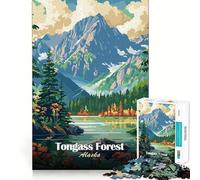 Puzzle da 1000 pezzi con paesaggio della foresta di Tongass, Alaska, per ragazzi, ideale per giocare in casa, con motivo di memoria e Babbo Natale 38x52cm