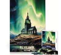 Puzzle da 1000 pezzi con paesaggio dell'aurora boreale di Reykjavik Islanda per ragazzi ideale per stimolare la memoria e creare un'atmosfera serena con taglio di alta qualità come di compleanno