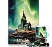 Puzzle da 1000 pezzi con paesaggio dell'aurora boreale di Reykjavik Islanda per ragazzi ideale per stimolare la memoria e creare un'atmosfera serena con taglio di alta qualità come di compleanno