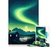 Puzzle da 1000 pezzi con paesaggio dell'aurora boreale per adolescenti, gioco cognitivo, passatempo rilassante, bordo premium, lista dei desideri di Babbo Natale (50x75cm)