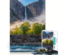 Puzzle da 1000 pezzi con paesaggio delle cascate di Yosemite per ragazzi,gioco di abilità mentale,taglio laser per un incastro perfetto,rilassante attività di gruppo al chiuso (38x52cm)
