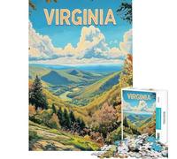 Puzzle da 1000 pezzi con paesaggio delle colline della Virginia poster di viaggio vintage puzzle per adolescenti gara di velocità manuale Natale sfida di intelligenza giocattolo avvincente