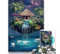 Puzzle da 1000 pezzi con paesaggio dell'isola dei cigni per adulti e adolescenti, gioco stimolante e interazione tra genitori e figli, 50x75cm