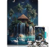 Puzzle da 1000 pezzi con paesaggio dell'isola dei cigni, regalo per adolescenti, giocattolo educativo intellettuale decomprimente, ottimi regali e giocattoli, 50x75cm