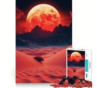 Puzzle da 1000 pezzi con paesaggio desertico rosso e luna piena per adolescenti, gioco di logica, rilassante, taglio preciso, (50x75cm)