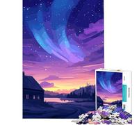 Puzzle da 1000 pezzi con paesaggio di baita e aurora boreale Un gioco avvincente per coltivare la pazienza un'attività pratica per tutta la famiglia Un regalo divertente (dimensioni 75x50cm)